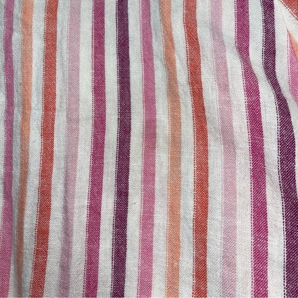 GAP‎ Linen Dress Size Medium Pink Purple Striped Ivory Square Neckline Summer - Picture 12 of 12